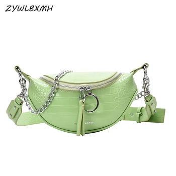 

ZYWLBXMH Double Shoulder Strap Waist Packs Waterproof PU Leather Waist Bag Solid Color Belt Bag Women's Chest Bag Banana Bag