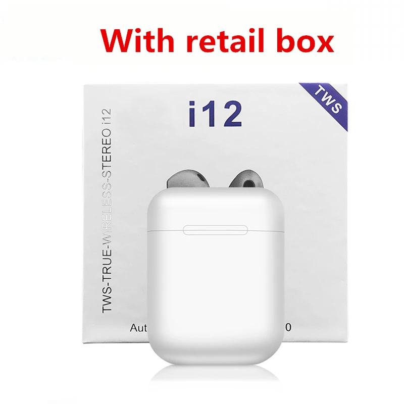 I12 TWS Bluetooth наушники беспроводные наушники Hands free бизнес наушники Спортивная гарнитура музыкальные наушники для samsung смартфон - Цвет: i12 With retail box