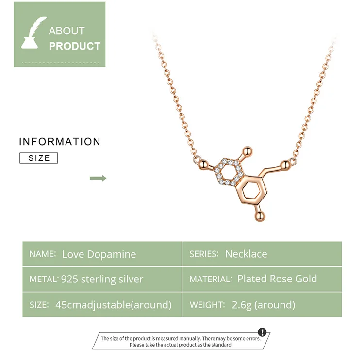 Bamoer молекулярная формула короткое ожерелье для женщин 925 пробы серебро розовое золото цвет колье 45 см модные подарки SCN361