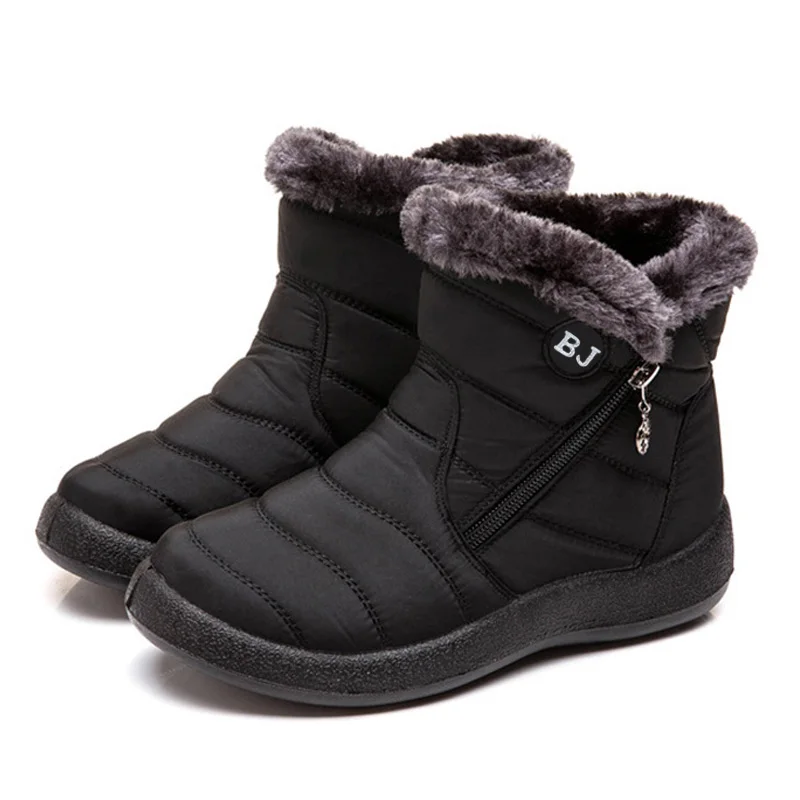 Зимние ботинки; Плюшевые Теплые ботильоны для женщин; зимние ботинки; водонепроницаемые женские ботинки; женская зимняя обувь; ботинки на молнии; - Цвет: M407-Black
