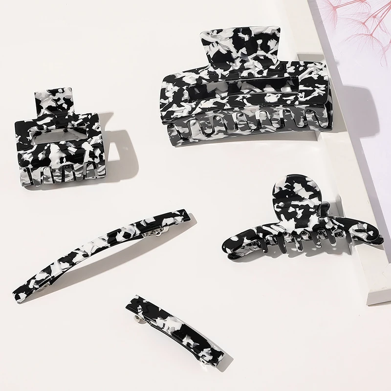 

Korean Geometric Acetate Hair Claws Big Size Square Hair Crabs Clip Leopard Grain Hair Clamps For Women Fashion Hair Accessories