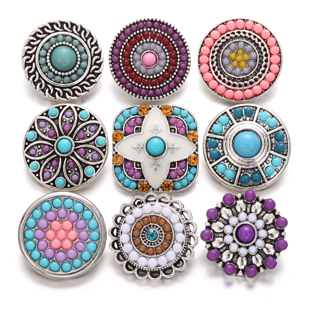 6pcs/lot New 18mm Snap Jewelry Snaps Lot Round Metal Mini Beads Flower Buttons Fit DIY Button Bracelet Necklace | Украшения и