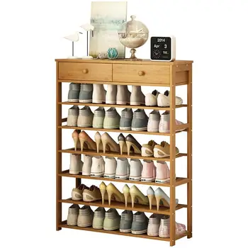 

Shoe shelf economical household door small shoe rack simple shoe cabinet multi-layer solid wood bamboo shoe rack space