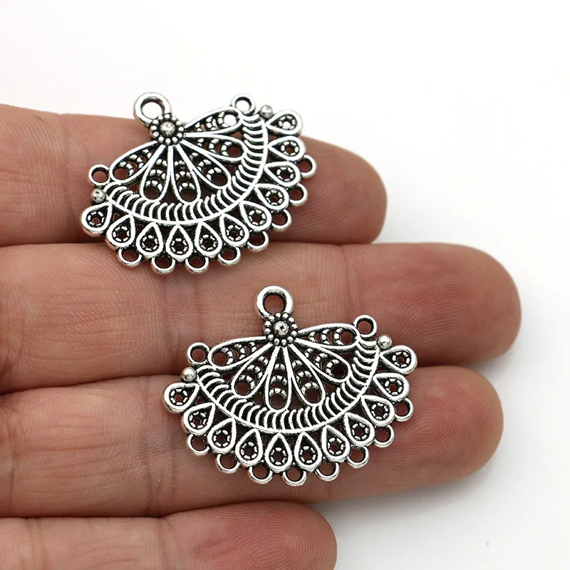 

10pcs Antique Silver Plated Oval 1-8 Flower Connector for Jewelry Making Earrings DIY Accessories 28x35mm