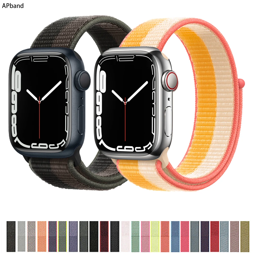 Ремешок нейлоновый для apple watch band 44 мм 40 45 41 42 38 браслет iWatch series 4 3 5 SE 6 7 | Наручные