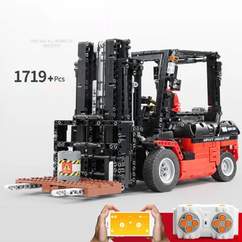 

2.4Ghz rc toys Technics 1:10 scale city Industry Forklift Truck building block APP radio remote control vehicle toys collection