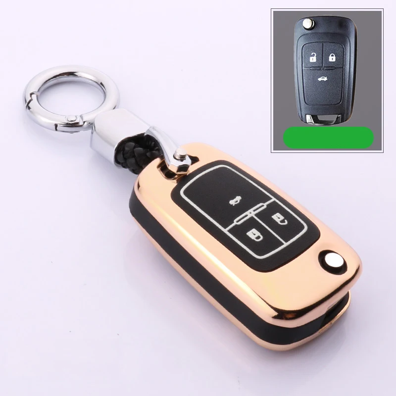 Чехол для ключей автомобиля из цинкового сплава для Chevrolet Cruze Aveo Trax Opel Astra Corsa Meriva Zafira Antara J Mokka Insignia Buick - Название цвета: B-gold