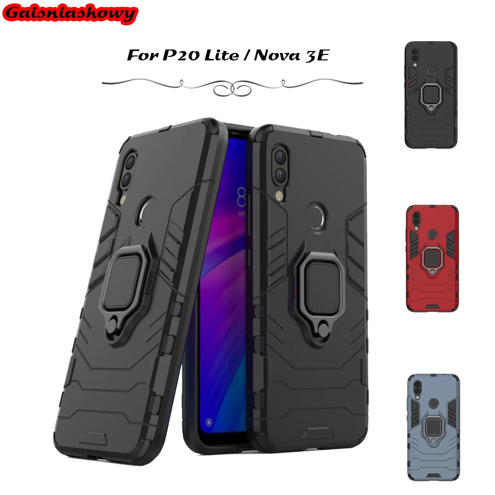 Armor Case For Huawei P20 Lite Magnetic Car Holder Rubber Silicone Cover Nova 3e Kickstand Phone Shell Coque |