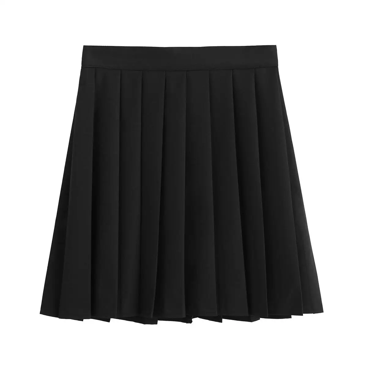 Большие размеры, черные цвета, высокая талия, а-силуэт, Женская юбка, Матросская плиссированная юбка, эластичная талия, милая Девичья танцевальная юбка 5XL - Цвет: Черный