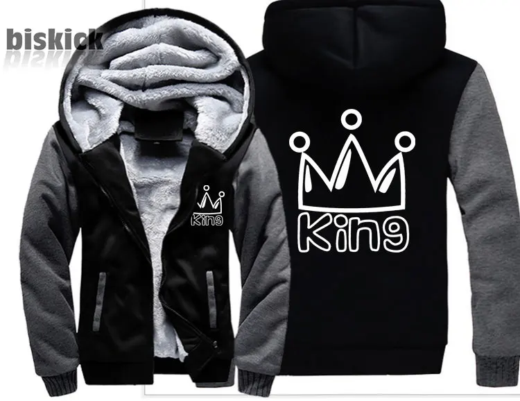 style 13 Asian size Новая мода Король Королева пара печати Золотой для мужчин wo мужчин теплое толстое пальто куртка зимняя теплая бархатная Толстовка Топ толстовки - Цвет: style 13 Asian size