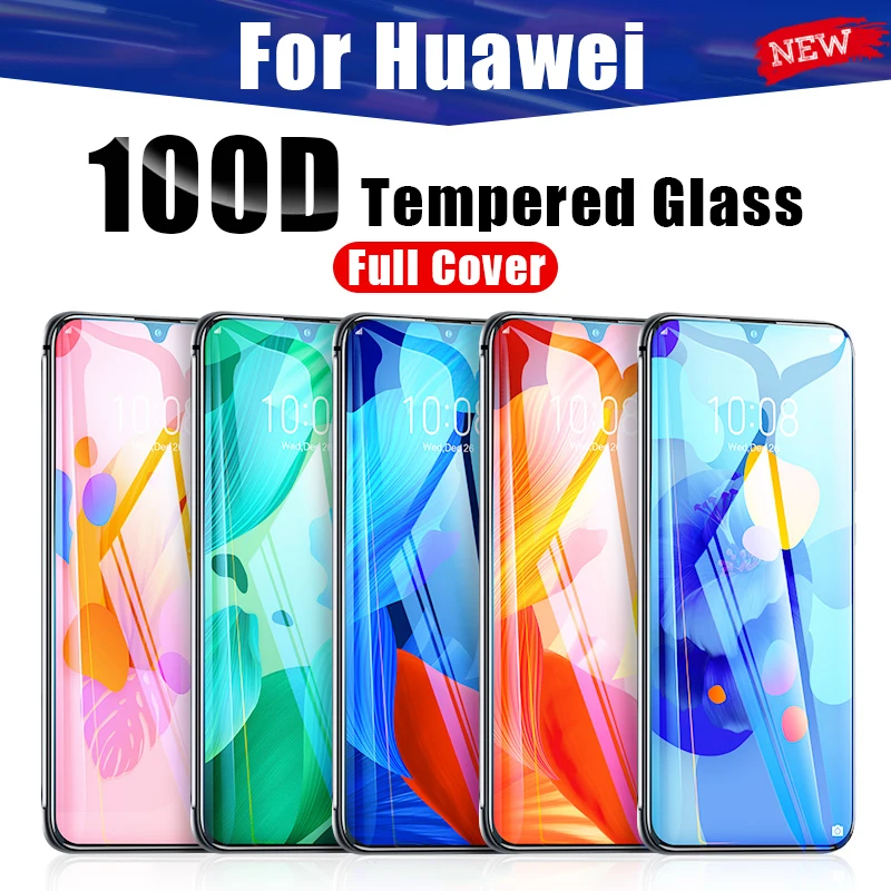 

100D Full Cover Tempered Glass For Huawei P20 Pro Glass P30 Lite Screen Protector For Honor 7A 8X 9 10 Mate 20 Protective Film