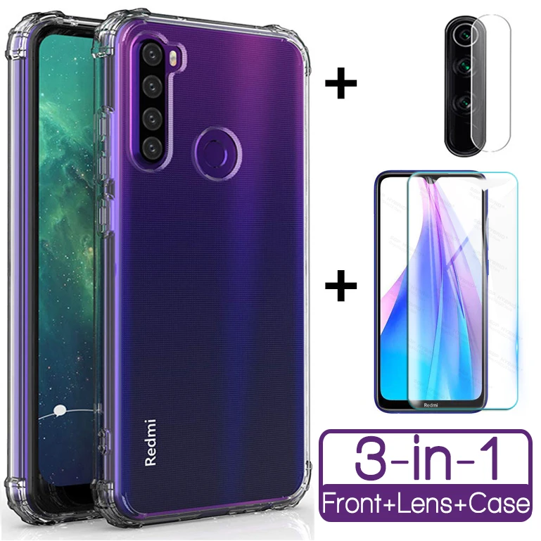 3in1 Silicone Ốp Lưng Điện Thoại Xiaomi Redmi Note 8T 9S 8 9 7 Pro Note8t Note9s + kính Camera Len Phim Mềm Mại Trong Suốt phone cases for xiaomi