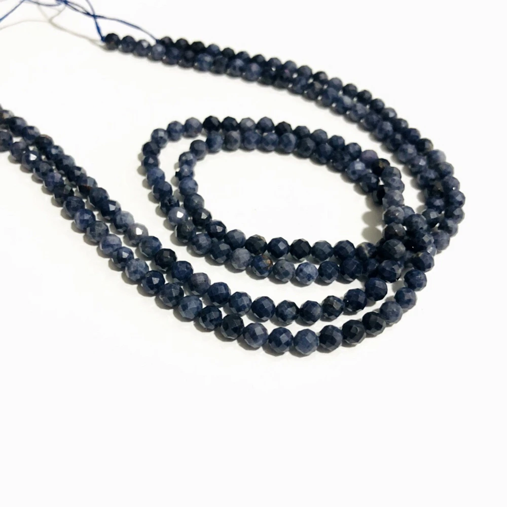 PANGEM-Natural Blue Sapphire Gem Beads Micro Faceted Beads 2mm 3mm 4mm Faceted Gem Spacer Beads,Small Tiny Bead,1string of 15.5