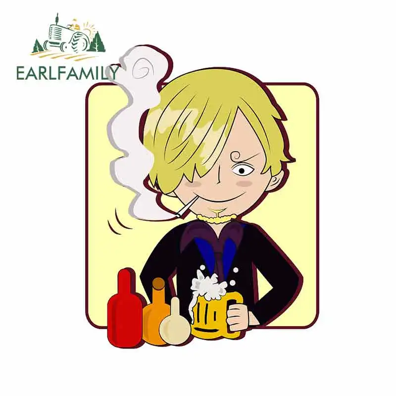 

EARLFAMILY 13cm x 13cm One piece Sanji Car Stickers Decals Helmet Motorcycle Waterproof Sunscreen JDM Polyethylene Cartoon