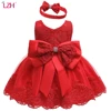 LZH-vestido rojo infantil para recién nacidos, ropa para recién nacidos, vestidos de fiesta de princesa con lazo para bebé, vestido de cumpleaños de 1 año ► Foto 1/6
