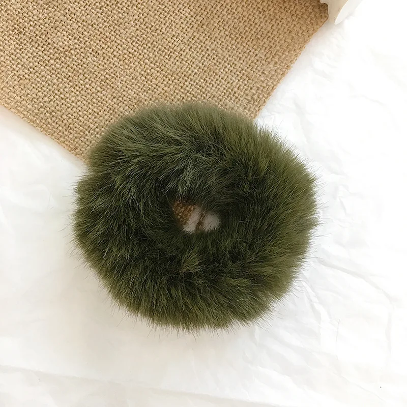 Army Green Новинка, модная резинка для волос из меха норки, резинка для волос для женщин и девочек, эластичная резинка для волос, резинки с завязками, конский хвост, аксессуары для волос - Цвет: Army Green