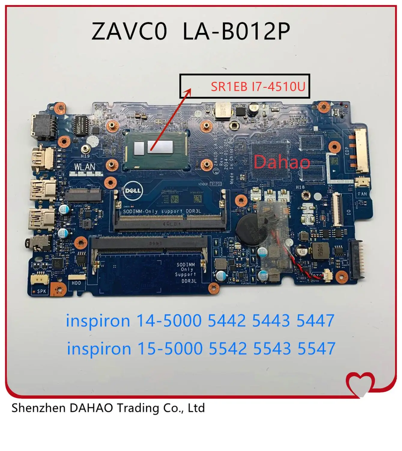 CN 0FV11Y 0H0R69 ZAVC0 LA B012P для Dell 14 5447 15 5542 5547 материнская плата портативного компьютера с
