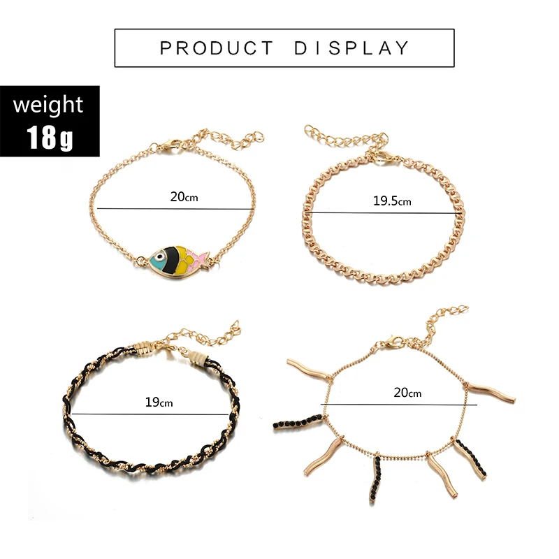 Tocona Boho Shell Layered Gold Color Foot Chain Barefoot Sandals Heart Fish Alloy Colorful Rope Anklets for Women Summer Jewelry - Image 2