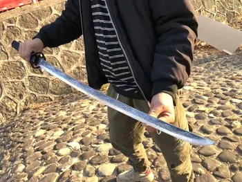 

Handmade Japanese Sword Sharp HRC60 Manganese Steel Samurai Katana W/ Wolf Blade Can Be Cut Bamboo