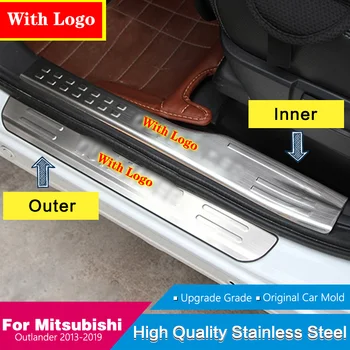 

For Mitsubishi Outlander 2013-2019 Stainless Steel Door Sill Scuff Plate And Rear Window Sill Protection Plate Car Styling 4pcs