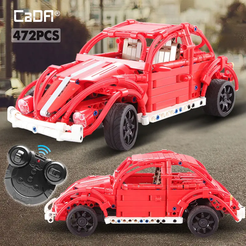 Cada 472 шт. RC красный Жук модель автомобиля строительные блоки техническая серия DIY