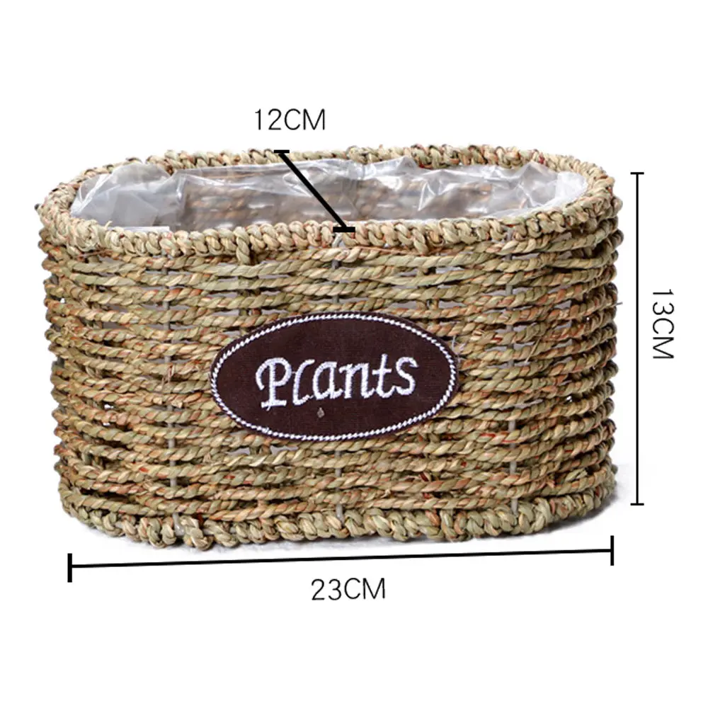 Woven Flower Basket Plant Fiber Sundries Storage Space Saver Household Supplies Sundries Basket Stretch Small Large Volume - Цвет: A