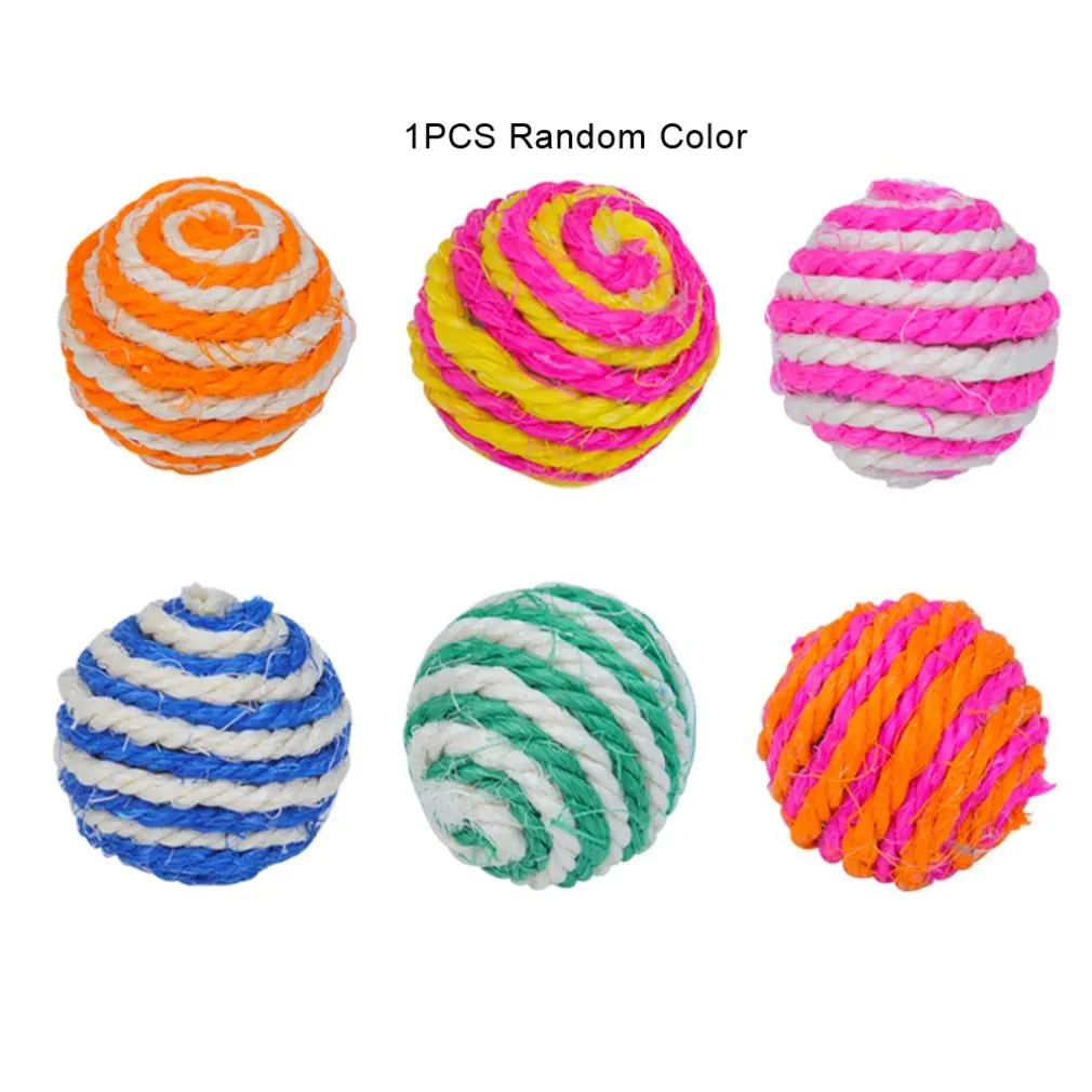 Random Color Cat Play Chew Toy Straw Cat Pet Rope Weave Ball Teaser Ball Cats Products For Pets Hot Sale