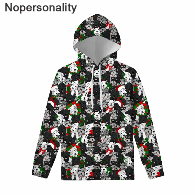 Nopersonality Лидер продаж Шнауцер Толстовка пара носить с капюшоном Толстовка Рождественский принт для женщин с длинным рукавом двусторонний пуловер - Цвет: L2746Z72W