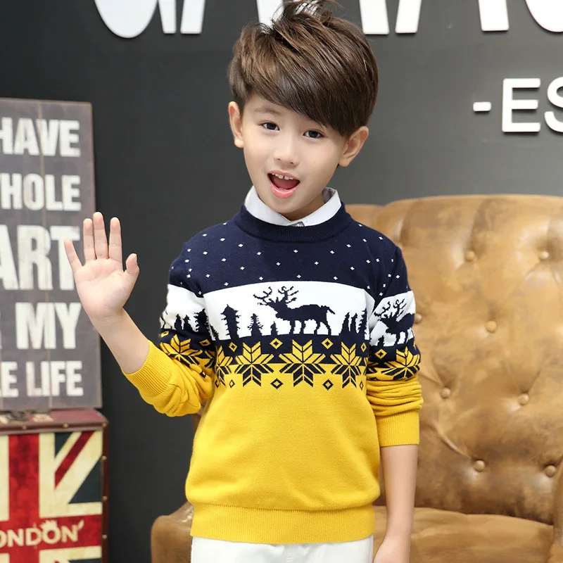 Autumn Winter Christmas Sweater Baby Boys and Girl Children O-Neck Print Knitted Sweater Kid Pullover Cartoon Teenager Sweater Autumn Winter Christmas Sweater Baby Boys and Girl Children O-Neck Print Knitted Sweater Kid Pullover Cartoon Teenager Sweater