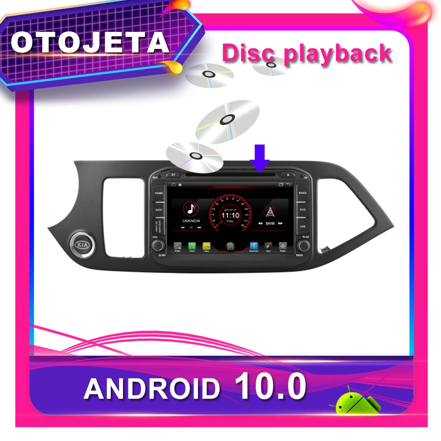 OTOJETA Автомобильный DVD Android 10,0 Автомобильный gps для KIA MORNING Picanto 8 дюймов Автомобильный Радио мультимедийная лента рекордер bluetooth навигация
