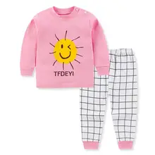  New Brand Baby Boys Girls Autumn Clothing Sets 100% Cotton Kids Long Sleeve Pajamas Sets 2pcs Tops + Pants Sleepwear Clothes 