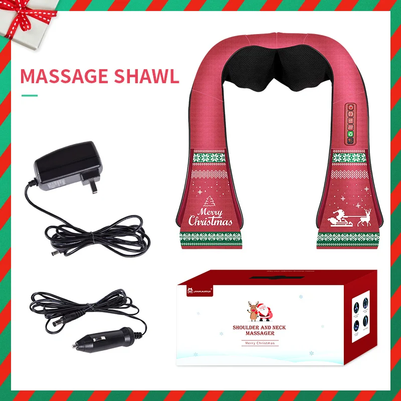  JinKaiRui Christmas Multi Function Neck Massage Shawl U Shape with Kneading Heating Shiatsu Home Ca