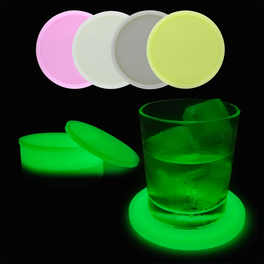 

Silicone Coasters luminous Heat Resistant Tea Cup Mat 3.9 inch Waterproof Cup Pad Mug Cover Holiday Decorations