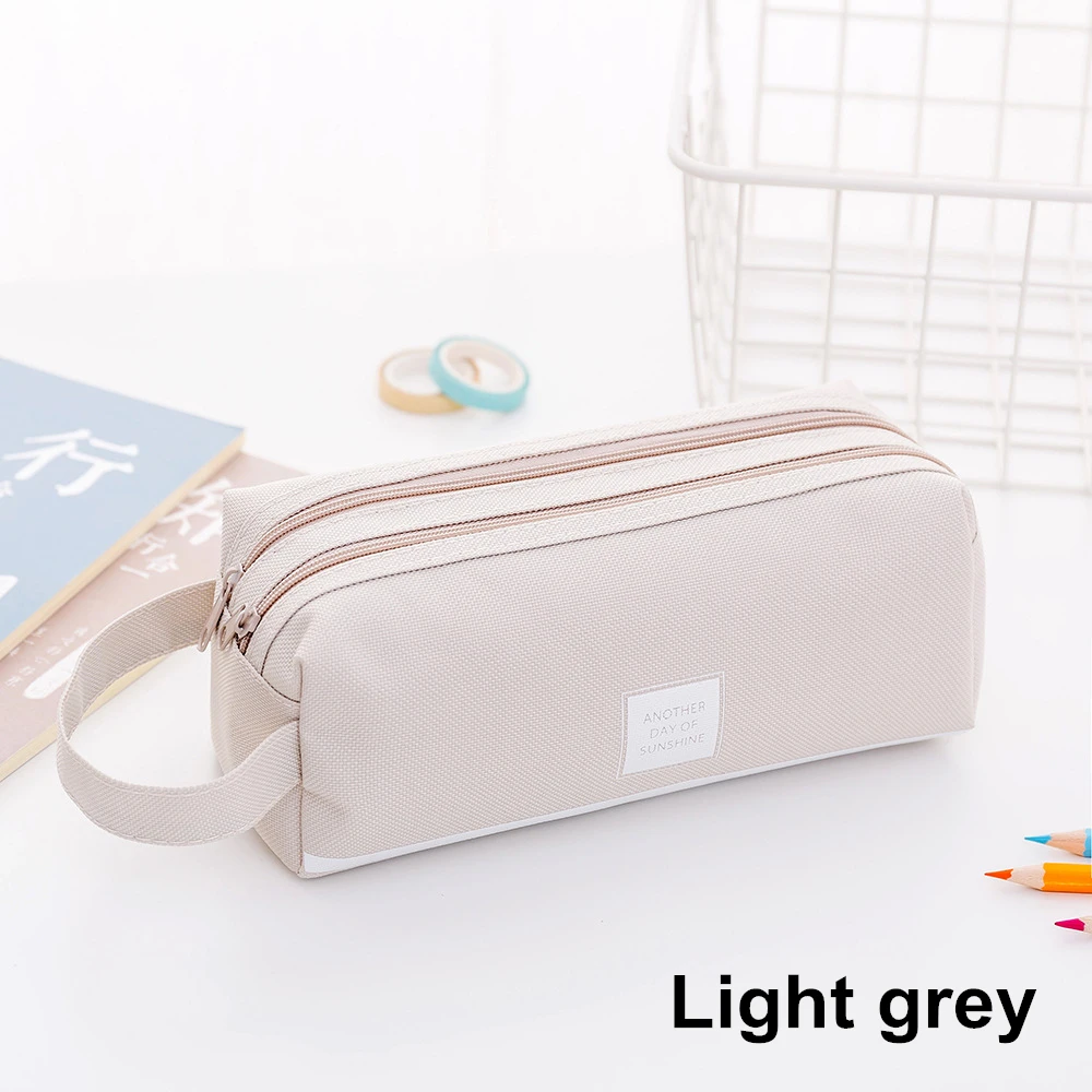light grey BAIKINGIFT красочный большой емкости чехол для карандашей s сумки Kawaii Корея ткань ручка Коробка Чехол школьные офисные канцелярские принадлежности - Цвет: light grey