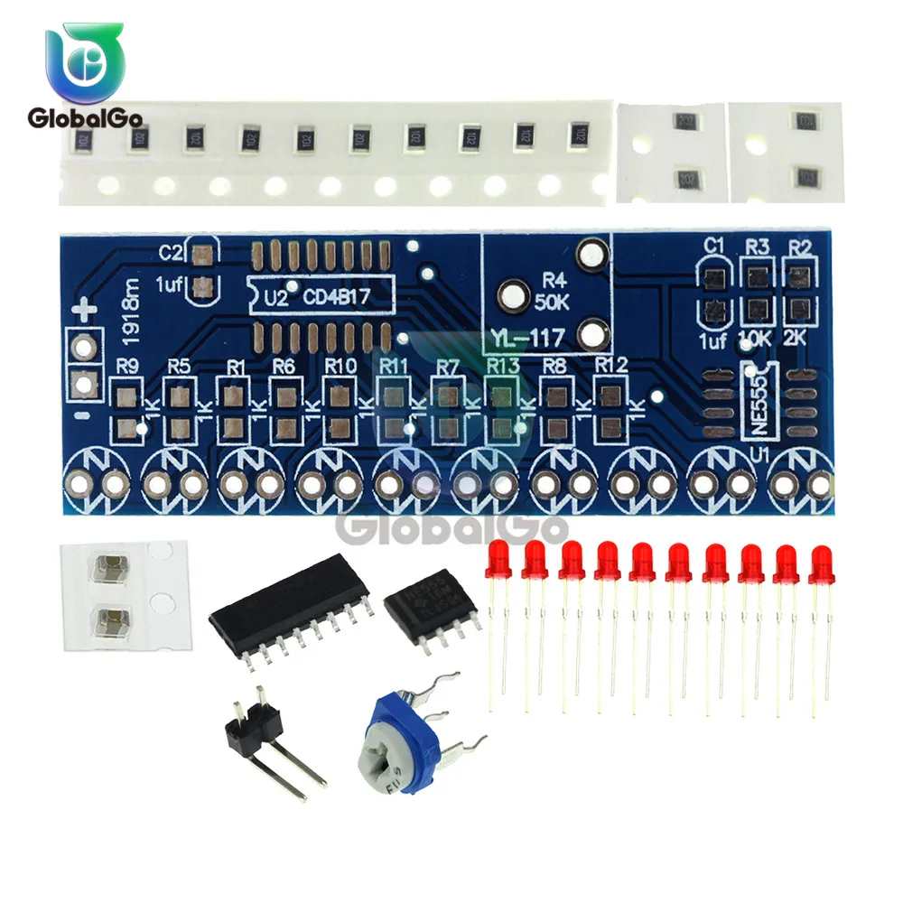 NE555 CD4017 NE555 водная электроплата цепи плавный свет светодиодный электронный модуль DIY комплект ходовой световой привод