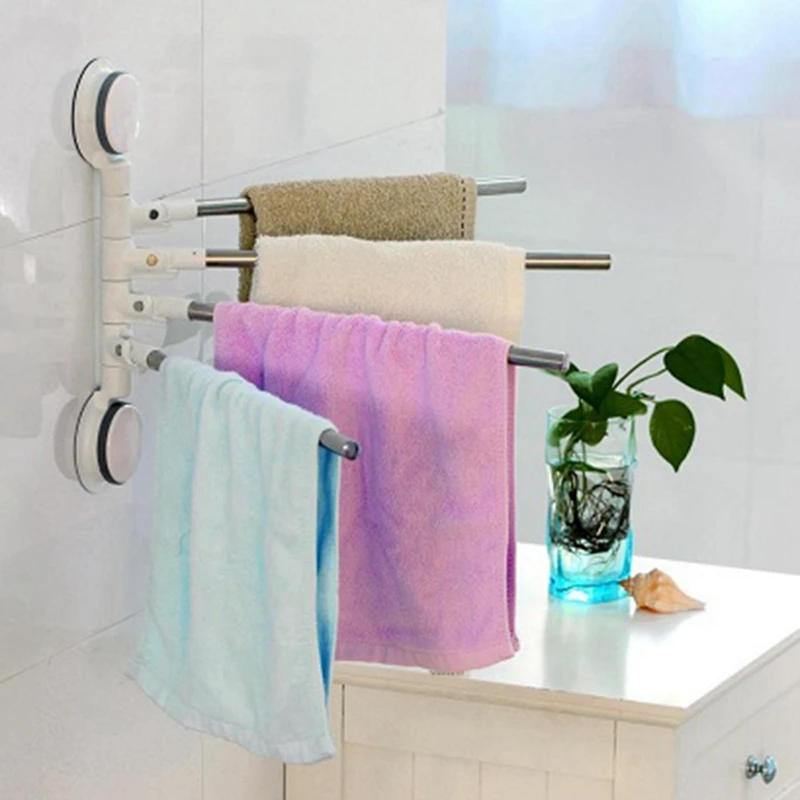Best Strong Vacuum Suction Cup Towel Rack Stainless Steel Bath Towel Rack 4 Pieces Towel Rod Bath Accessorie