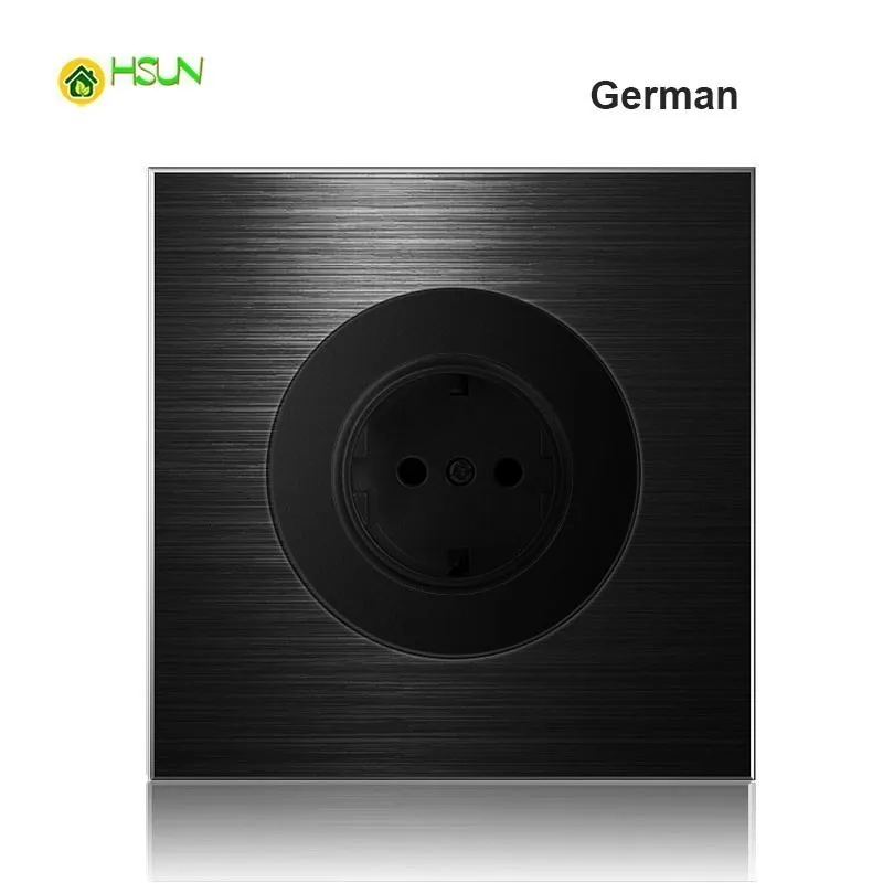 86 Тип 1 2 3 4 банда 1 2 способ Черный алюминиевый сплав панель Переключатель Розетка светильник Европа промышленность переключатель Франция Германия Великобритания розетка led