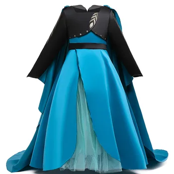 

Disney new dress Frozen 2 Anna black and blue layered trailing shawl skirt satin breathable clothing party