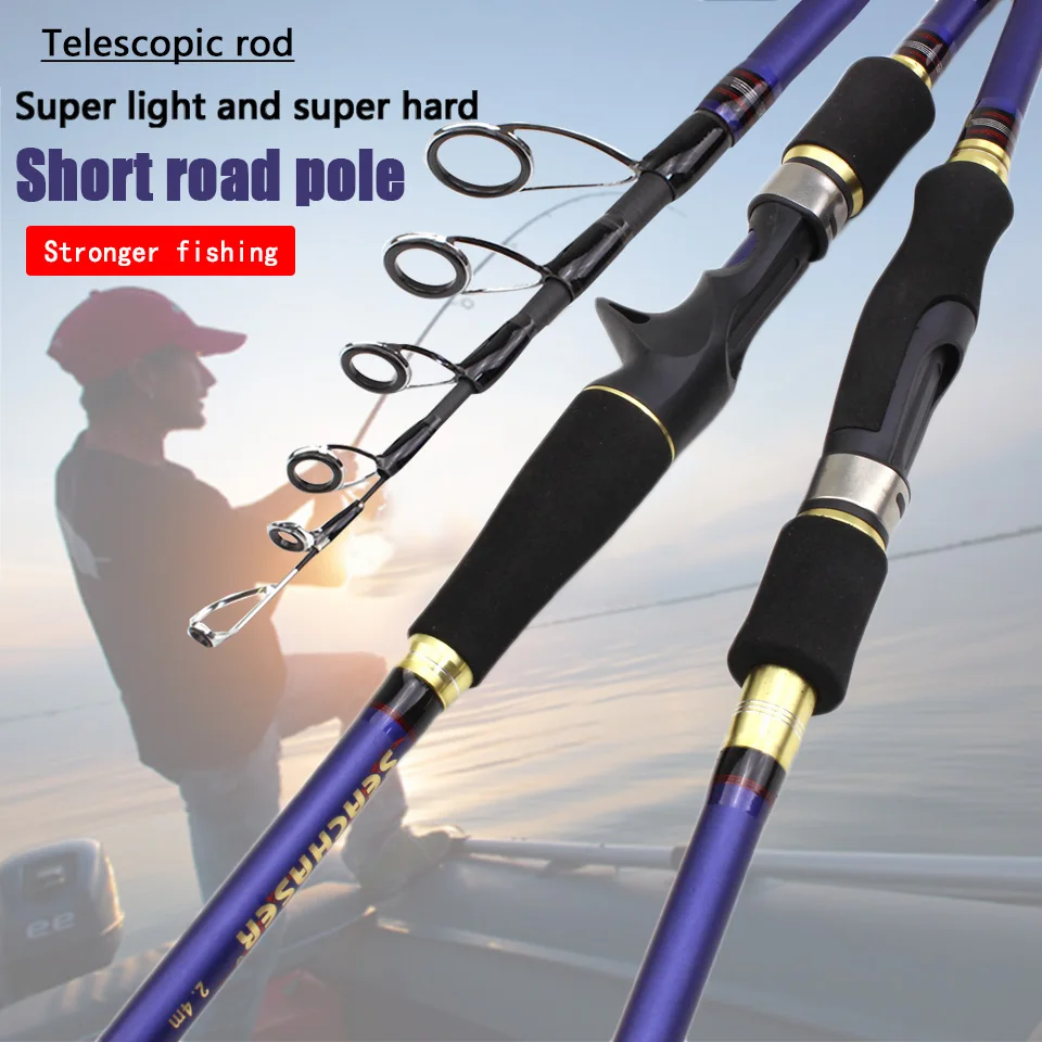 Fast 1.8m 2.1m 2.4m 2.7m Carbon Spinning Casting M Power Telescopic Fishing  Rod lure rod 7-28g 12-25lb Travel Trout Rod