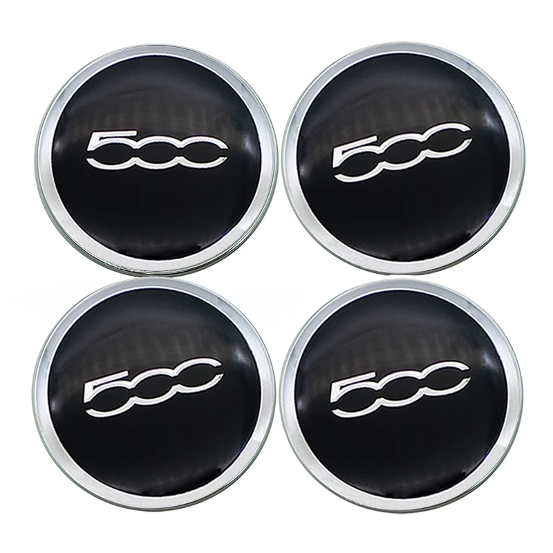 4pcs 60MM with 56mm Aluminum for Fiat 500 5CC Logo Car Wheel Center Caps Cover Emblem Wheel Center Hub Badge Car Styling