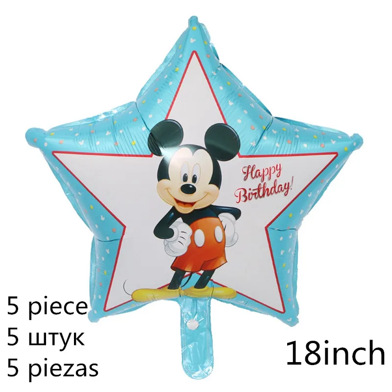 5pcs Фольгированный шар с Микки и Минни Маус, 112 см, гигантские вечерние шары с Минни Маус, детский праздничный домашний декор, игрушки для мальчиков и девочек - Цвет: 5pcs