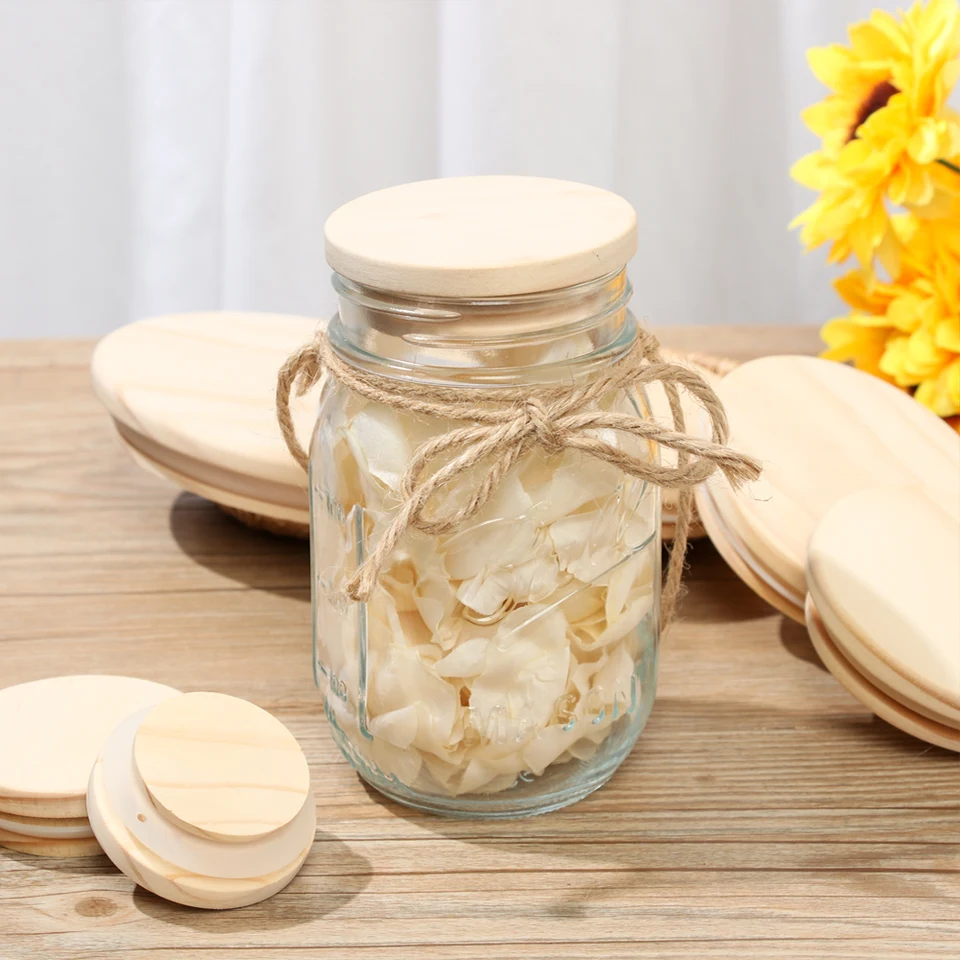 12 coperchi in bambù, riutilizzabili, ermetici per barattoli di yogurt, coperchio in legno di bambù naturale, coperchio per barattoli a bocca regolare, barattolo con guarnizione in vetro in silicone