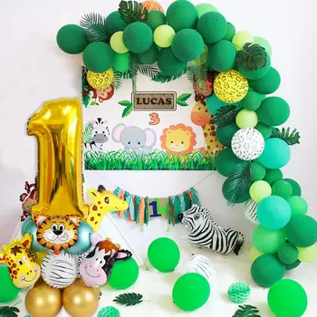 

Jungle Animal Balloons Set Gold Number Globos Safari Birthday Party Decoration Kids Birthday Party Decor Baby Shower Supplies