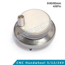 CNC маховик генератора 5 в 4/6Pin импульсный 25/100 ручной импульсный генератор маховик ЧПУ машина 60 80 мм Поворотный энкодер