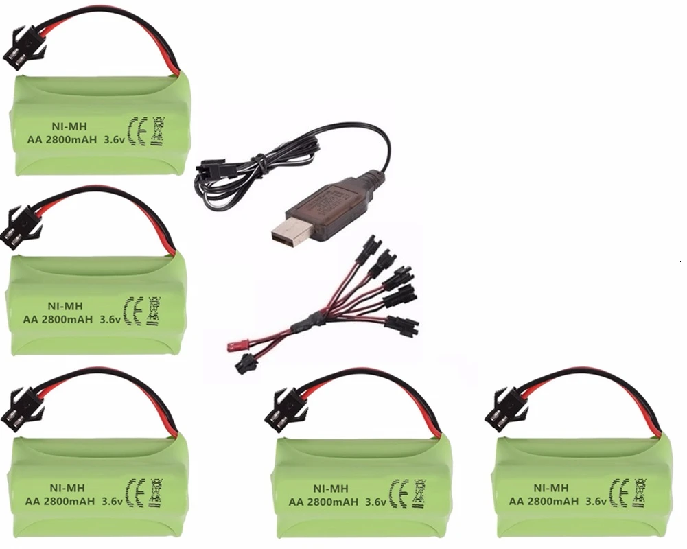 Champagne T модель) Ni-MH 3,6 V 2800mah батарея+ 3,6 v зарядное устройство для Rc игрушечного автомобиля Танк Поезд Робот Лодка пистолет AA 3,6 v перезаряжаемый аккумулятор - Цвет: Champagne