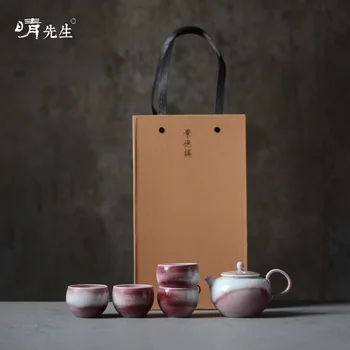 

Jindezhen Manual Pull Blank Soda Burn Ceramics Tea Set Goods Cup Teapot Suit Glass Cup Firewood Pigment Red Cup