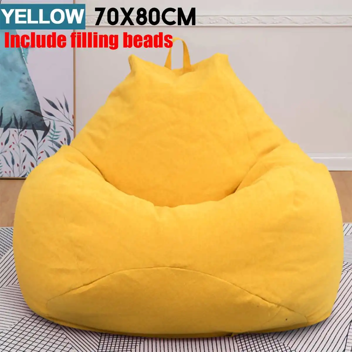 70x80 см, детская сумка, детский диван, ленивый стул, один диван, детский шезлонг с наполнением, EPS бусины, мебель для дома, гостиной, диван - Цвет: yellow 70x80cm