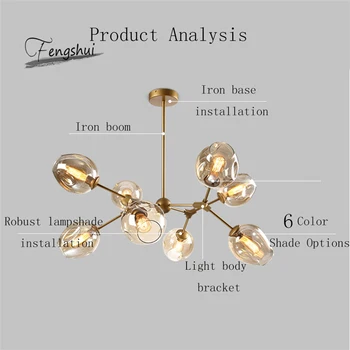 

Modern Lustre LED Chandelier Lighting Suspension Pendant Lamps Fixtures Glass Ball LOFT Art Molecule Hall Living Room Restaurant