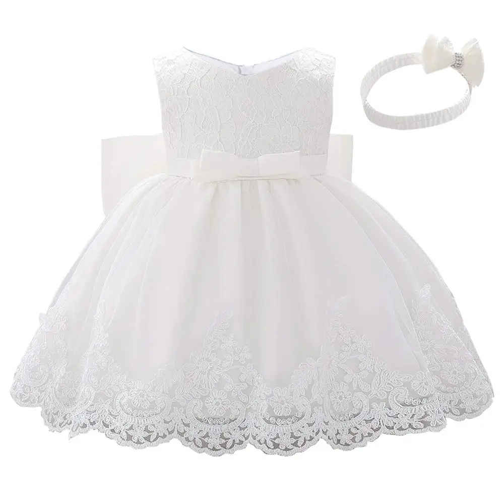 Платье для малышей в рождественском стиле для маленьких нарядное платье принцессы для маленьких девочек платье на крестины Платье для первого дня рождения Одежда для новорожденных - Цвет: White