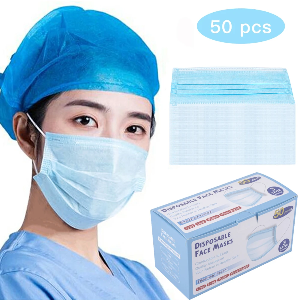 

3 Laye ffp Mask N95 Anti Dust Protection Surgical Masks Disposable Face Mask Dust Filter Safety Masks 50pc Wrap
